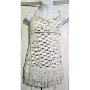 Curtain Call Shim-Sham Dance Costume White Sequin Flapper Dress w/ Bloomers CME